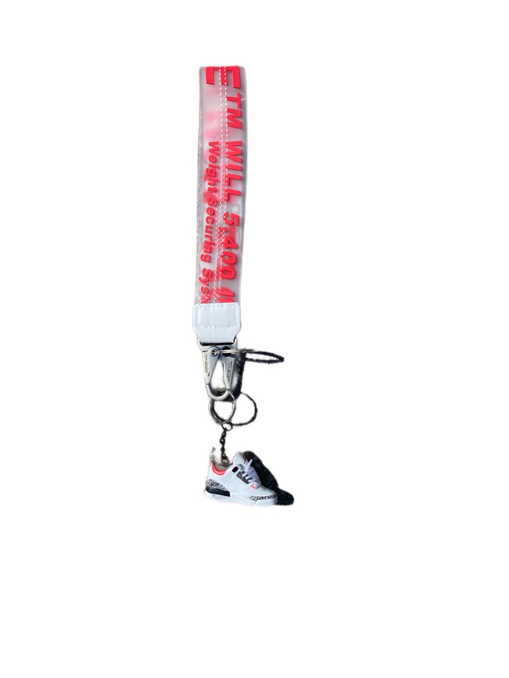 White and red sneaker key chain